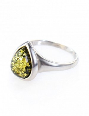 Стильное серебряное кольцо со вставкой из натурального балтийского зелёного янтаря «Корсика», 606306361