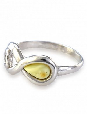 Нежное кольцо из серебра со вставкой из натурального янтаря «Амур», 606308127
