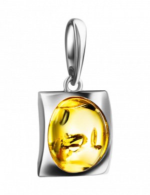 Серебряный кулон «Эллипс» со вставкой лимонного янтаря, 501712372