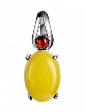 Кулон из серебра с натуральным медовым и вишневым янтарем «Стамбул», 501706334