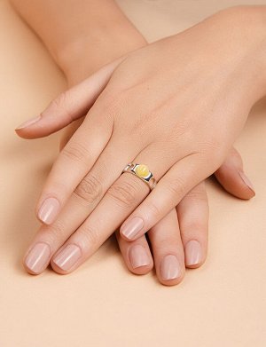 Необычное кольцо из серебра и натурального янтаря медового цвета «Энигма», 906305398