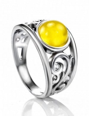 Красивое серебряное кольцо «Шахерезада» с натуральным медовым янтарём