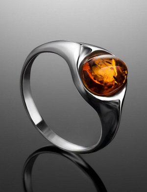 Красивое серебряное кольцо с цельным коньячным янтарём «Суламита», 906305354