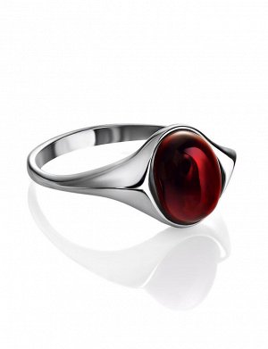Яркое кольцо «Суламита» с натуральным  янтарём тёмно-вишнёвого цвета, 906305352