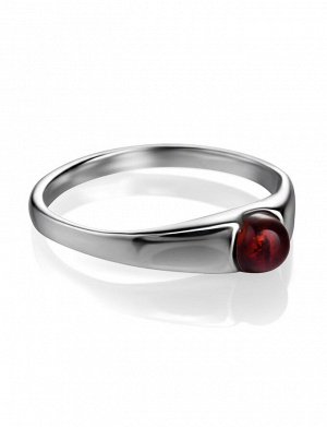 Тонкое лёгкое кольцо «Капри» из серебра и натурального балтийского янтаря, 906305555