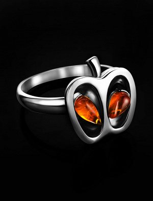 Необычное кольцо «Конфитюр» из серебра и натурального янтаря, 806307043