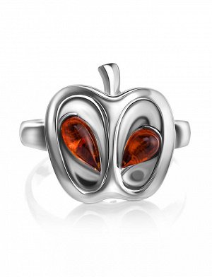 Необычное кольцо «Конфитюр» из серебра и натурального янтаря