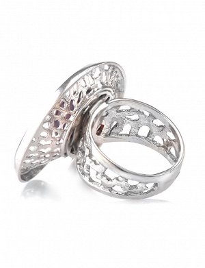 Изысканное кольцо с натуральным балтийским янтарём вишнёвого цвета «Венера», 606306101