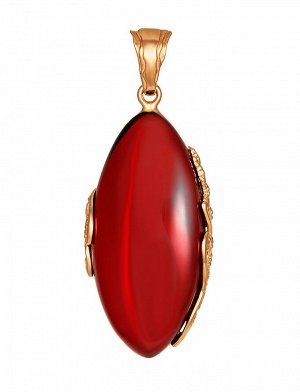Восхитительный кулон из янтаря ярко-красного цвета «Версаль», 910207722