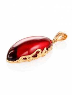 Восхитительный кулон из янтаря ярко-красного цвета «Версаль», 910207722