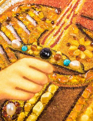 Янтарная икона, украшенная жемчугом и самоцветами «Архангел Михаил», 706908208