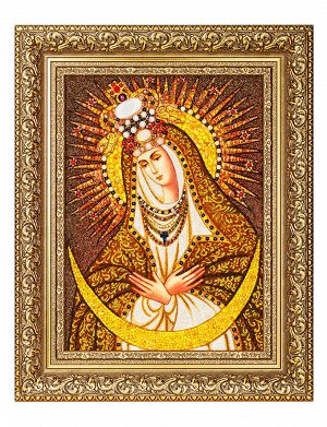 Остробрамская икона Божией Матери из натурального балтийского янтаря с жемчугом и самоцветами, 906909370