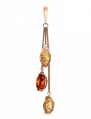 Изящный позолоченный кулон с натуральным янтарём «Касабланка», 810204229