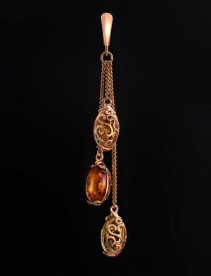 Изящный позолоченный кулон с натуральным янтарём «Касабланка»