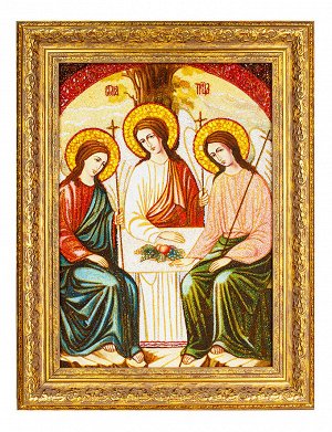 Икона «Святая Троица», созданная из натурального янтаря