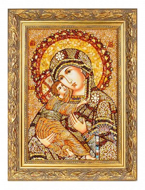 Икона Божией Матери из натурального янтаря «Владимирская», 906909362