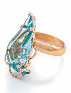 Нежное кольцо из серебра с позолотой и топаза скай «Серенада», 710801191