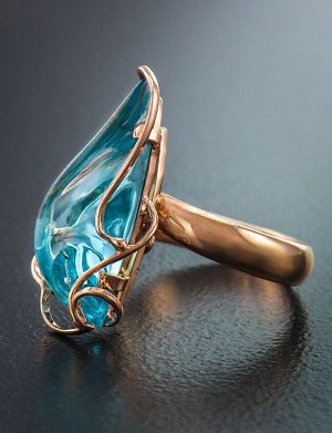 Нежное кольцо из серебра с позолотой и топаза скай «Серенада», 710801191
