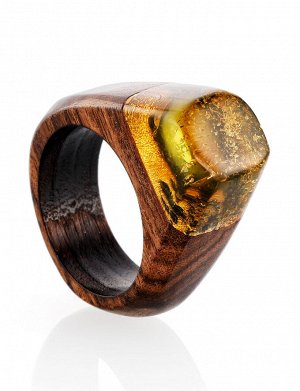 Стильное кольцо из древесины палисандра и янтаря «Индонезия», 908204226