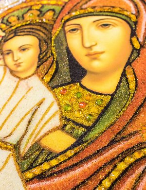 Икона Божией Матери из янтаря и перламутра «Достойно Есть», 706908201