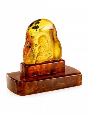 Уникальная икона, вырезанная на цельном лимонном янтаре «Игоревская Богоматерь», 905306321
