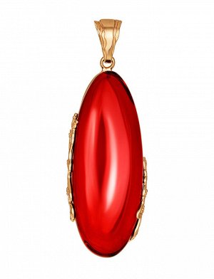Изысканная удлинённая подвеска из янтаря красного цвета «Версаль», 910207726