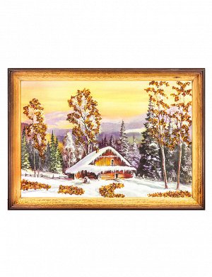 Роскошная картина, украшенная натуральным балтийским янтарём «Охотничий домик», 708903449