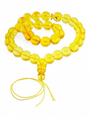 Объёмные чётки на 33 бусины из янтарных шаров ярко-лимонного цвета, 905710095