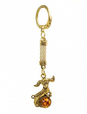 Брелок, украшенный натуральным янтарём «Такса», 709011191