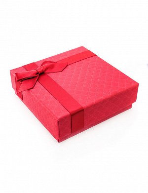Нарядная подарочная коробочка 90х90х30 мм красная с бантом, 607806443
