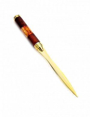 Нож для писем, украшенный натуральным балтийским янтарём и деревом, 810603205