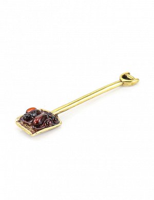 Сувенир-талисман для кошелька с натуральным вишневым янтарем «Кошельковая лопата», 505511632