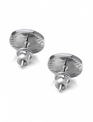 Элегантные серьги-пусеты «Монако» из серебра и натурального янтаря. Янтарь®