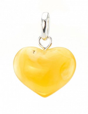 Подвеска в форме сердца из цельного текстурного янтаря медового цвета, 6054101126