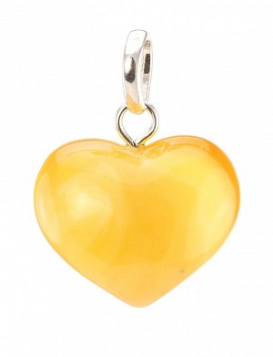 Подвеска «Сердце» из натурального светло-медового янтаря с живописной текстурой, 6054104162