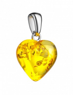 Кулон из натурального янтаря «Сердце искрящееся лимонное», 905405341