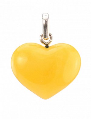 Кулон из натурального цельного янтаря «Сердце» медового оттенка, 6054104164