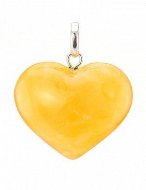 Кулон-сердце из натурального янтаря медового цвета, 6054104158