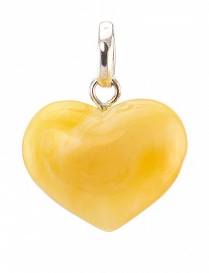 Небольшая подвеска «Сердце» из натурального янтаря молочно-медового цвета с пейзажной текстурой, 6054104160