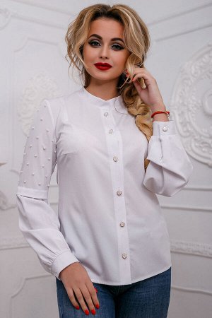 Блуза 2579 БЛУЗА 2579
- блуза прилегающего силуэта;
- блуза с центральной планкой, которая застегивается на пуговицы;
- воротник стойка;
- полочка с двумя выточками на линии груди;
- длинный втачной р