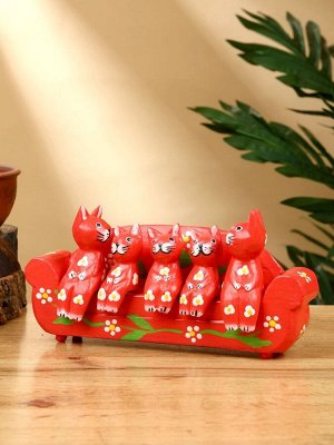 Сувенир «Кошачье семейство», 20x5x10 см, дерево, красный