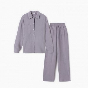 Комплект домашний женский (рубашка, брюки) KAFTAN Basic размер, серый