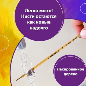 Кисти ЮНЛАНДИЯ, набор 5 шт. (пони, круглые №1, 2, 3, 4, 5), блистер, 200893