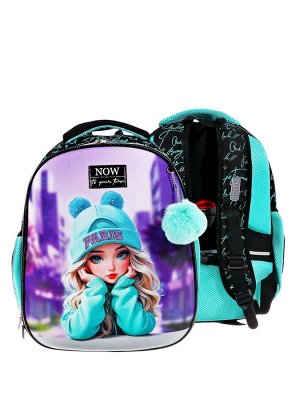 Рюкзак каркасный 38x29x17 см, deVENTE Choice Lite 17L Paris Girl, брелок, для девочки