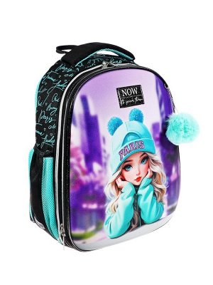 Рюкзак каркасный 38x29x17 см, deVENTE Choice Lite 17L Paris Girl, брелок, для девочки