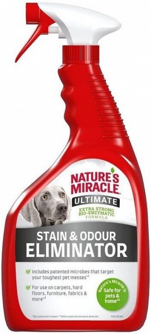 Уничтожитель пятен и запахов Nature's Miracle для собак c максимальным эффектом, спрей 946 мл (Замена 5970169)