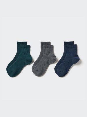 UNIQLO - женские носки в рубчик с мягким ворсом (3 пары) - 58 DARKGREEN