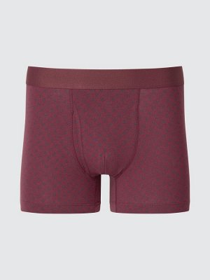 UNIQLO - хлопковые боксеры с узором - 19 WINE