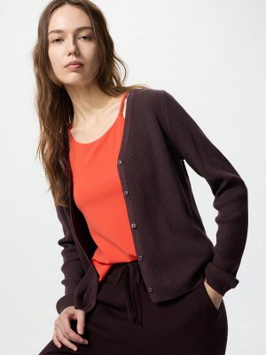 UNIQLO - кардиган из рельефного трикотажа - 19 WINE