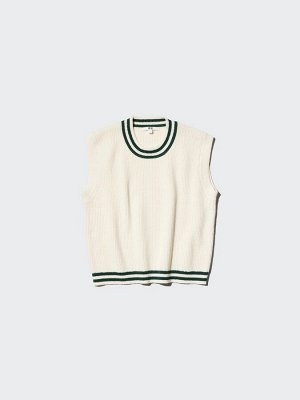 UNIQLO - вязаный жилет с контрастной отделкой и свободным кроем - 55 GREEN